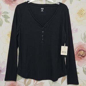 A.N.A* Black Long Sleeve Blouse* V-neck* Size: PL